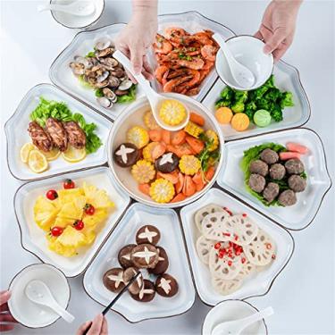 Imagem de Prato de cerâmica para uso doméstico, conjunto de combinação de utensílios de mesa, tigelas de sopa, prato de jantar (D conforme mostrado)