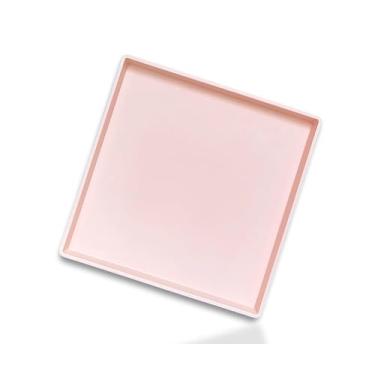 Imagem de VCREATC Bandeja quadrada rosa – Bandeja organizadora decorativa de 28 cm para penteadeira, bancada de banheiro, mesa de centro e otomana | Bandeja multiuso para servir, maquiagem, joias e bandeja para