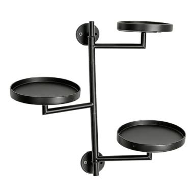 Imagem de Zerodis Prateleiras para Plantas de Janela, Suporte de Parede de Metal para Plantas Com 3 Bandejas Redondas Revestimento Preto Giratório de 180 Graus Prateleiras Flutuantes Internas (3 bandejas)