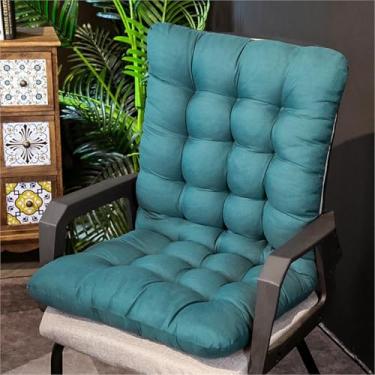 Imagem de Almofadas de encosto alto para cadeira de escritório de dormitório, almofadas antiderrapantes para cadeira de balanço com amarras, almofadas de assento com encosto espesso de peça única