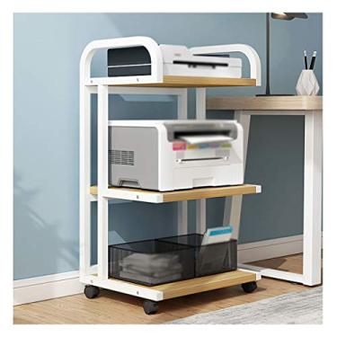 Imagem de SFOIMO Suporte de impressora de 3 camadas, suporte de impressora móvel, moldura de metal, usado para escritório, sala de estar, máquina de fax, scanner, prateleira, organizador de mesa, prateleira de