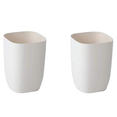 Imagem de pcagfaajmh Caixote do lixo caixote do lixo redondo grande lixeira de plástico banheiro quarto cozinha balde de lixo simples bonito 10 L 5,6 galões caixote do lixo (cor: branco + branco) (branco +