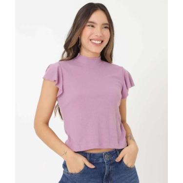 Imagem de Blusa Feminina Manga Curta Babado Marisa-07007, Lilás, PP
