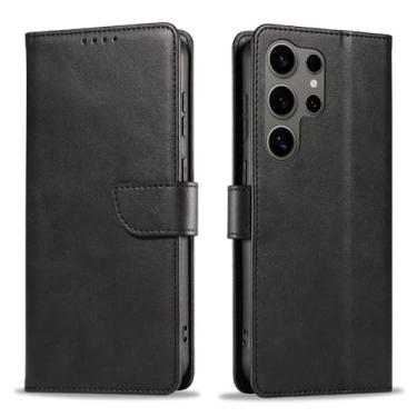 Imagem de Fabater Capa Carteira para Telefone S25 Ultra à Prova de Choque Com Suporte para Cartão para Mulheres Imitação de Couro (Preto)