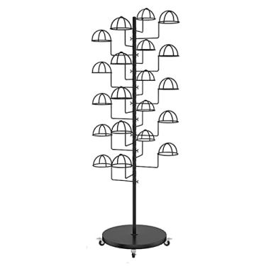 Imagem de Rack de armazenamento móvel independente com rodas, suporte de exibição de chapéu de várias camadas e suporte de peruca, organizador de garagem comercial para 20 chapéus, prateleira de árvore de