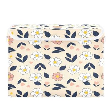 Imagem de Burbuja Caixa de armazenamento de flores com tampa e alças, caixa de armazenamento grande dobrável para prateleiras armário quarto escritório organizador