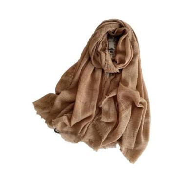 Imagem de Cachecol Longo Monocromático Retro Para Mulheres, Cor Sólida, Comprime