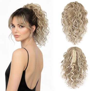 Imagem de ZQIAN BEAUTY Rabos de cavalo com clipe para mulheres - extensão de rabo de cavalo encaracolado de 30 cm, extensões de cabelo cacheado rabo de cavalo, clipe sintético em extensões de cabelo de rabo de