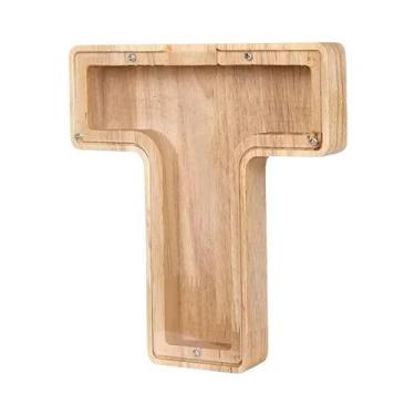 Imagem de Cofrinho De Madeira Com Alfabeto Inglês, 26 Letras, Caixa De Economia 