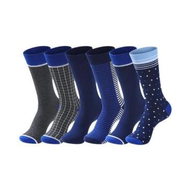 Imagem de Meias Sociais Pretas plus Size Para Negócios, 6 Pares, Algodão Macio, 