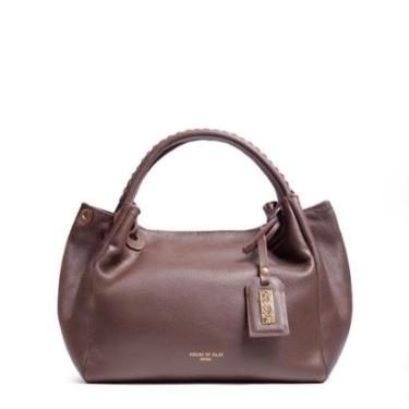 Imagem de BOLSA FEMININA EM COURO ALÇA DE MÃO CAFÉ "GISELE DAMASCENO"-Feminino