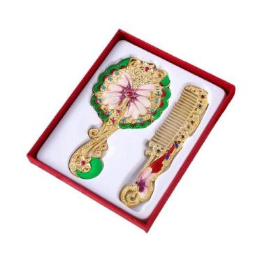 Imagem de Espelho De Maquilhagem E Pente Com Design De Pavão, Formato Redondo, M