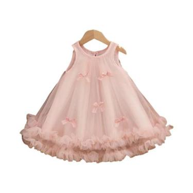 Imagem de Vestido De Aniversário De Verão Para Menina, Sem Mangas, Com Laço De T