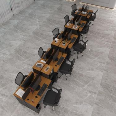 Imagem de Estação De Trabalho 10 Lugares Tech Office 10 Mesas 8 Armári - Preto E Cedro Preto E Cedro