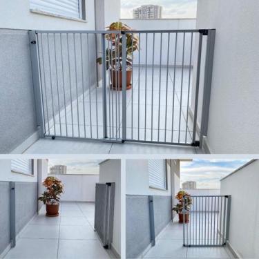 Imagem de Portão de Segurança Alumínio para Crianças e PET Largura Regulável de 