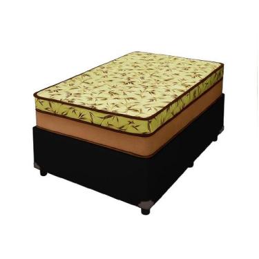 Imagem de Cama Box Solteiro 88 Tecido Sintético Preto Com Colchão de Espuma D33 