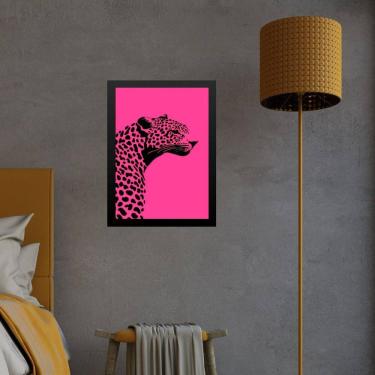 Imagem de Quadro Decorativo Leopardo Rosa E Preto 33X24Cm - Com Vidro