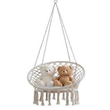 Imagem de Cadeira Rede Suspensa Balanço Trançada Decoraçao Casa Jardim Varanda Sacada Leitura Descanso Lazer