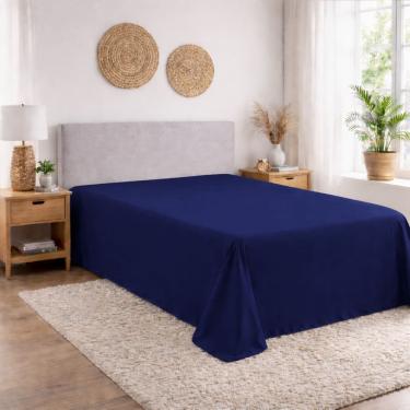 Imagem de Lençol Casal Avulso Sem Elástico Micropercal 400 Fios – Toque Macio 1 Peça