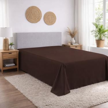 Imagem de Lençol Casal Avulso Sem Elástico Micropercal 400 Fios – Toque Macio 1 Peça