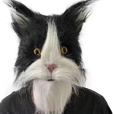 Imagem de Fantasia de máscara de gato preto com luvas e cauda para o Halloween -