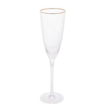 Imagem de 2 Taças Wolff de Vidro para Vinho com Borda Dourada 300ml