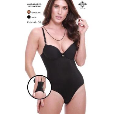 Imagem de Body Modelador Fio Dental Bojo Cetinete Compressão Cinta Regulável - F