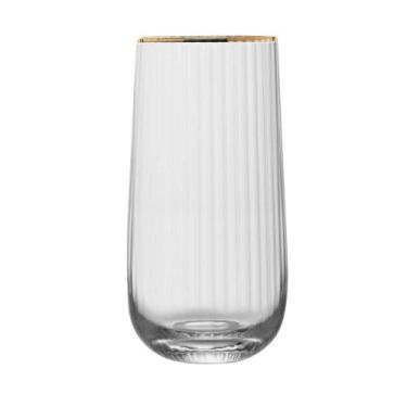 Imagem de 2 Copos Altos Lines com Fio de Ouro 450ml Vidro Wolff