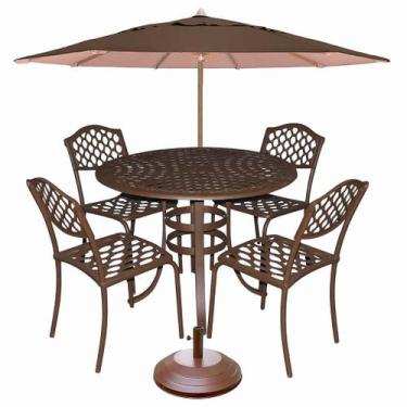 Imagem de Conjunto de Mesa com 4 Cadeiras sem Braço Faveni Alumínio Fundido + Gu