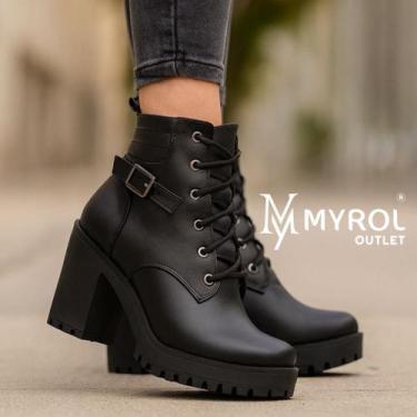 Imagem de Bota Coturno Salto Tratorado Com Fivela Confortável - Myrol Outlet, Pr
