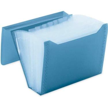 Imagem de Pasta Sanfonada Plástica Duplicata 12div Azul - Polibras