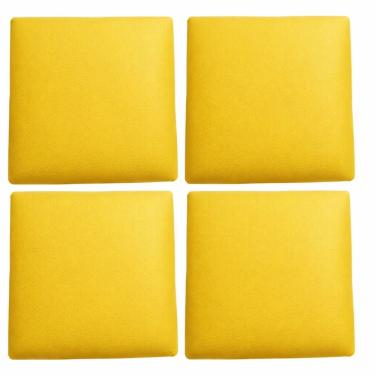 Imagem de Assento Banco Cadeira Banqueta Quadrado 30x30cm Estofado amarelo