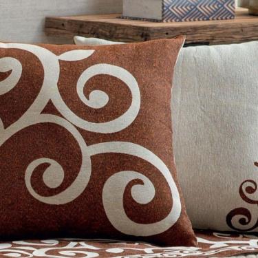 Imagem de Almofada Decorativa Turin Quadrada Com Refil 58% Algodão / 42% Poliéster - Arabesco Coral