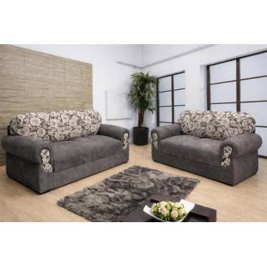 Imagem de Jogo de sofá de 2 e 3 lugares Cinza Floral - Multi Móveis