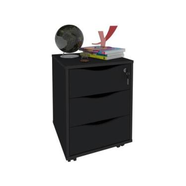 Imagem de Gaveteiro Preto 3 Gavetas Organizador Com Rodinhas Para Escritorio Com