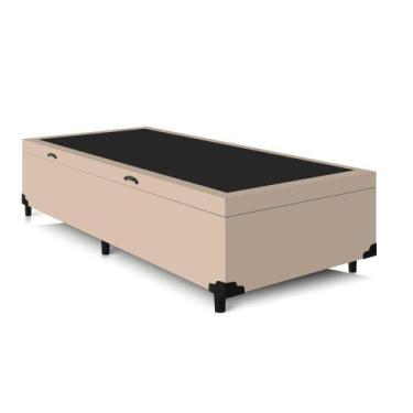 Imagem de Cama Sommier Box Baú Solteirão 96x203x42 - Abertura Lateral Cor:Bege -