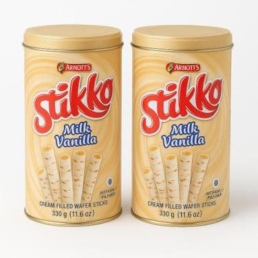 Imagem de Kit 2 Latas Wafer em Tubinho Arnotts Baunilha 330g Importado  Gourmet 