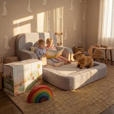 Imagem de Cama Montessoriana Infantil Casal - Com colchão - Little Duck (Cinza)
