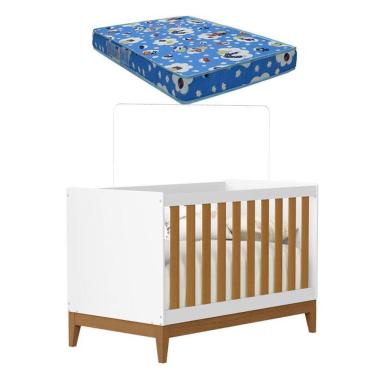 Imagem de Berço Americano Flip Branco Acetinado Savana com Colchão - Reller