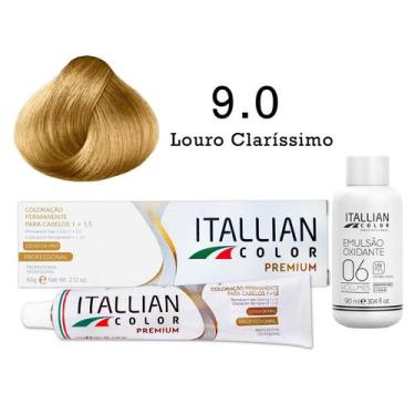 Imagem de Coloração 9.0 Louro Claríssimo + Oxi 06 Volumes 90ml  Itallian Color -