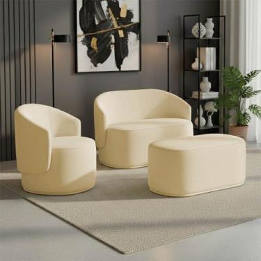 Imagem de Namoradeira com Poltrona e Puff Orgânico Malu Max Bouclê M11 - D Rossi