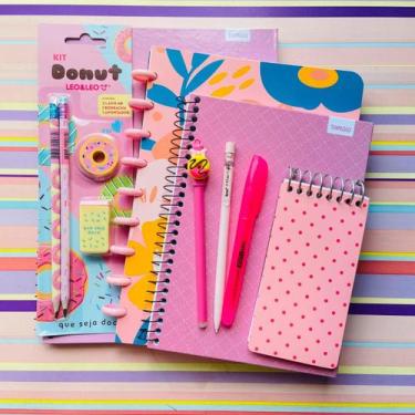 Imagem de Kit Papelaria Fofa Kawaii Tons de Rosa Escolar Volta as aulas - sakura