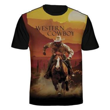 Imagem de Camiseta Rodeio Western Cowboy Country Estampa Total Tamanho:GCor:Pret