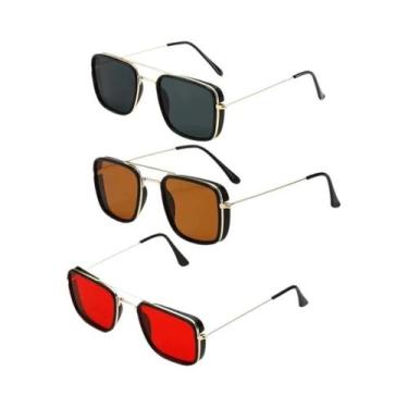 Imagem de Óculos De Sol Pequenos Com Armação Metálica Quadrada, Proteção UV, Est