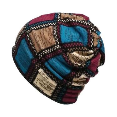 Imagem de Gorro Unissex Vintage Color Block, À Prova De Vento, Elástico, Estilo 