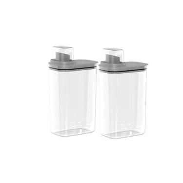 Imagem de Kit 2 Dispenser Organizador de Lavanderia 2,3L Porta Amaciante Sabão e