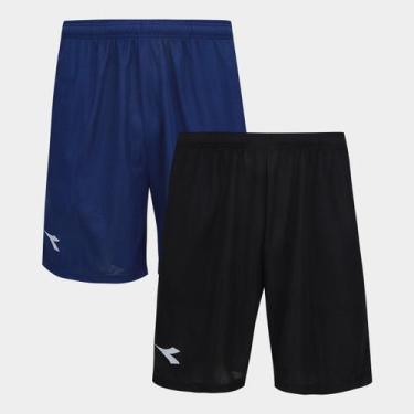 Imagem de Kit Shorts Diadora Com 2 Peças Masculino, Preto, Marinho, M