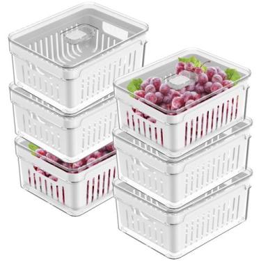 Imagem de Kit 6 Organizador Geladeira Com Cesto Interno Evita Umidade Alimentos 