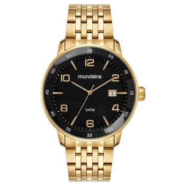 Imagem de Relógio MONDAINE masculino dourado preto 32786GPMVDE3