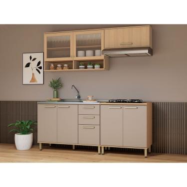 Imagem de Cozinha Compacta 100% Mdf 4 Pçs Duna Luciane Móveis Freijó-cinammon